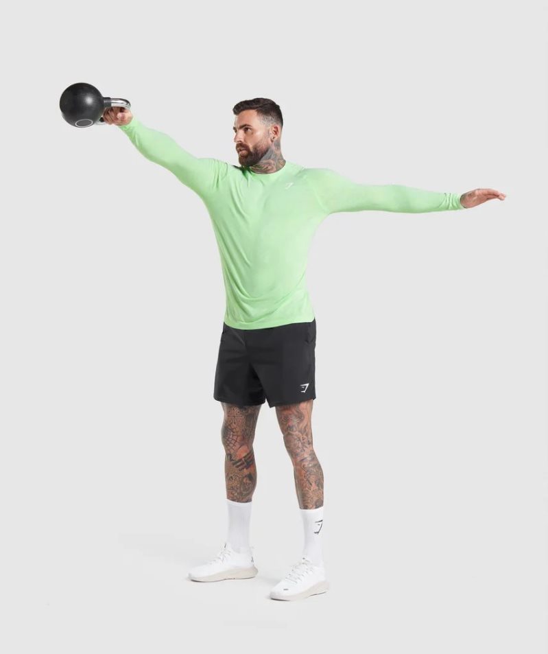 Koszulki Gymshark Geo Seamless Long Sleeve Męskie Głęboka Zielone | PL 326TLK